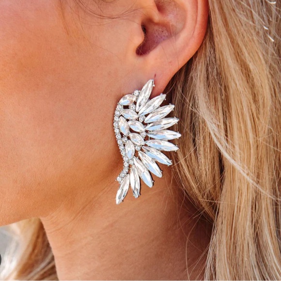 Vici Swan Crystal Drop Earrings in Black - Picture 2 of 15